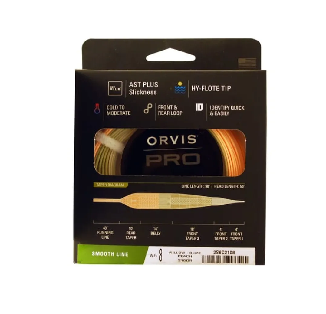 Orvis Pro Trout Smooth WF fluesnøre Willow-Olive-Peach