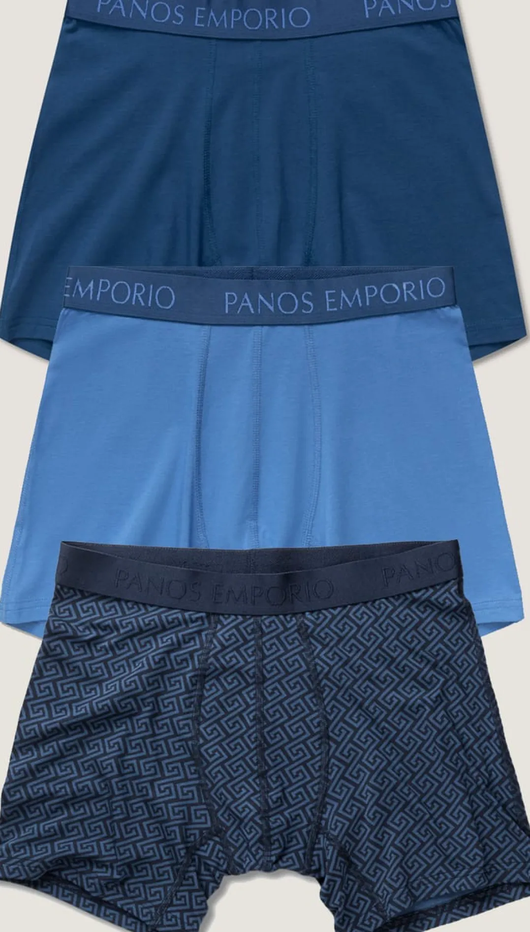 Panos Emporio PE 3PK BASE BAMBOO BOXER Poseidon/high Tide/blue Meander