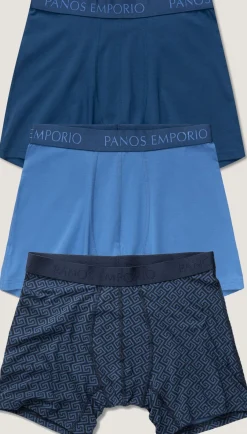 Panos Emporio PE 3PK BASE BAMBOO BOXER Poseidon/high Tide/blue Meander