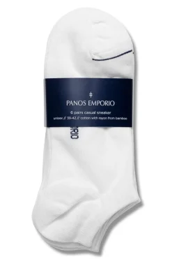Panos Emporio 6pk Unisex Cotton Casual Sneaker Liner WHITE