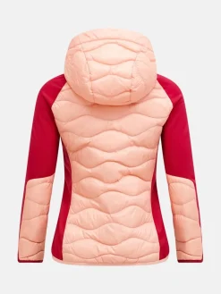 Peak Performance W Helium Down Hybrid Hood Peach Fuzz/tech Burgundy/