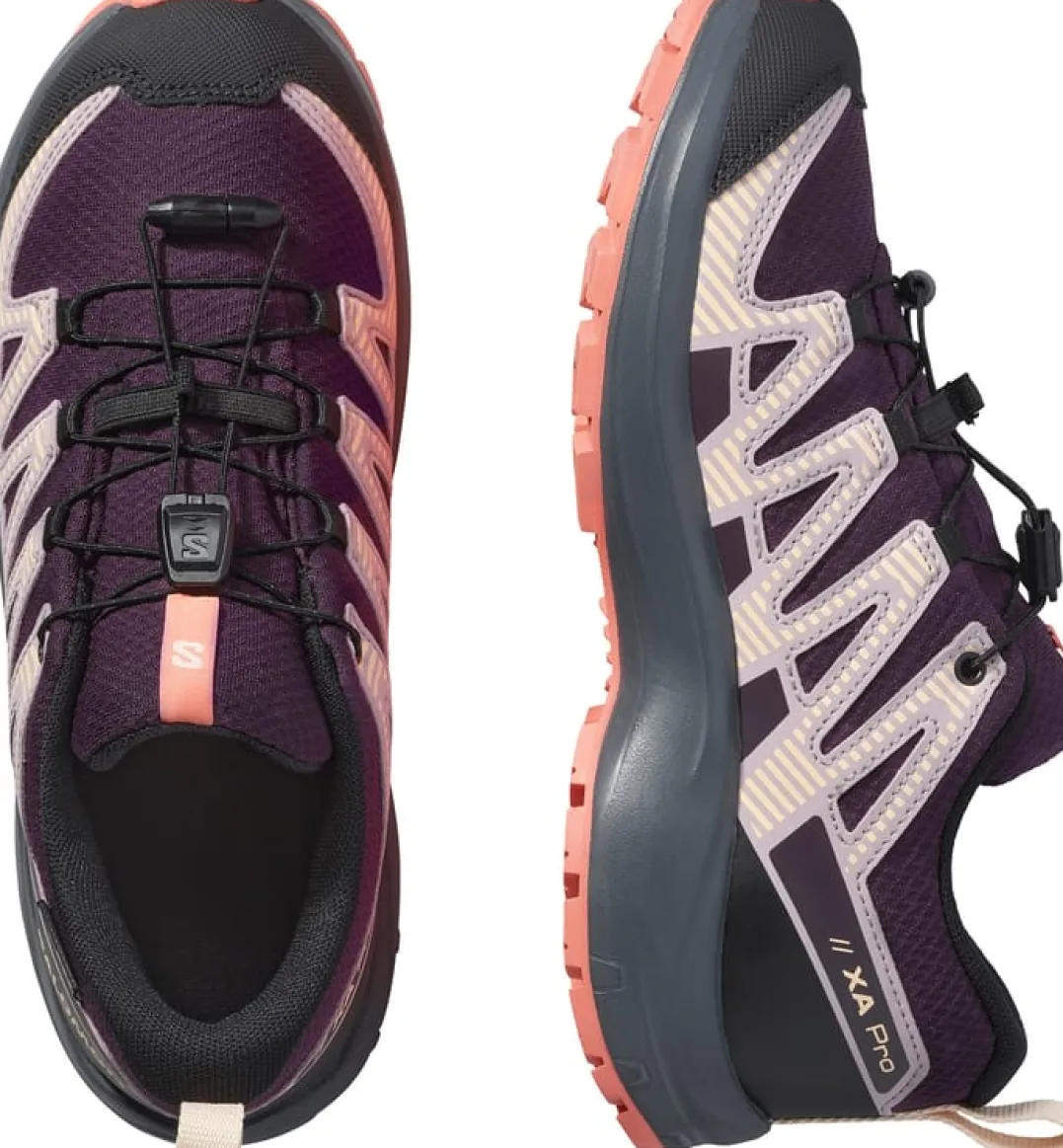 Salomon Kids' XA Pro V8 Waterproof Plum Kitten / Turbulence / Fusion Coral