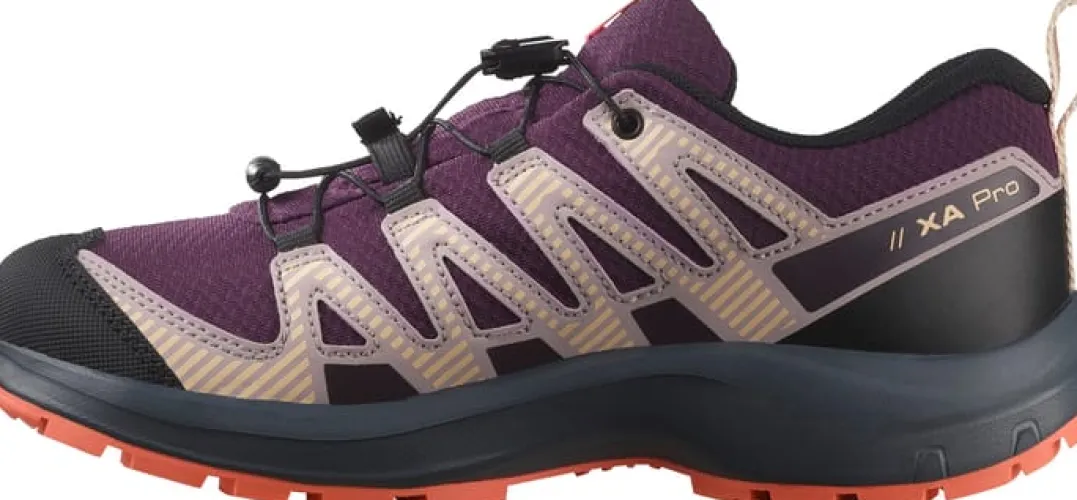 Salomon Kids' XA Pro V8 Waterproof Plum Kitten / Turbulence / Fusion Coral