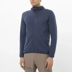 Salomon Men's Essential Lightwarm Hoodie Blue Nights