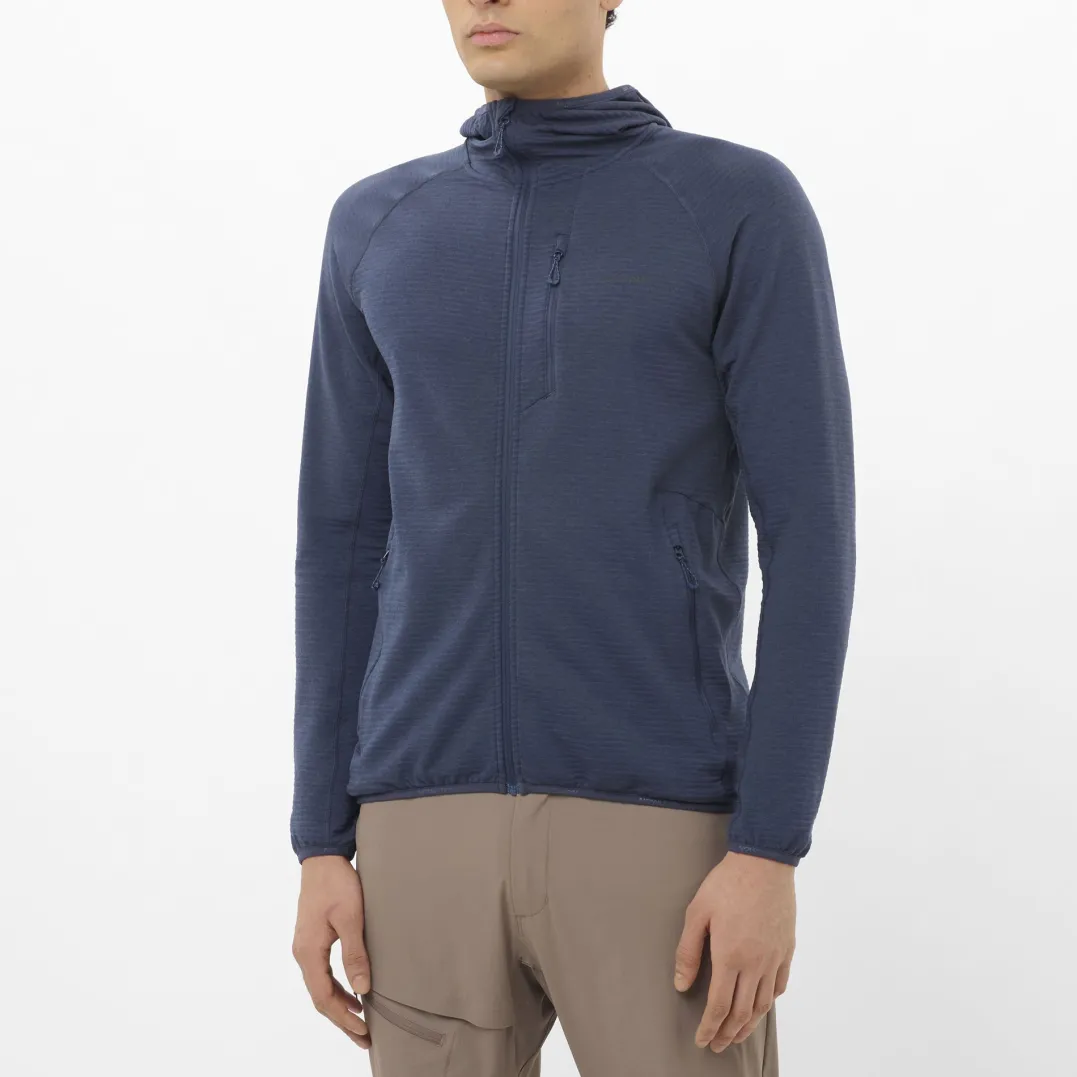 Salomon Men's Essential Lightwarm Hoodie Blue Nights