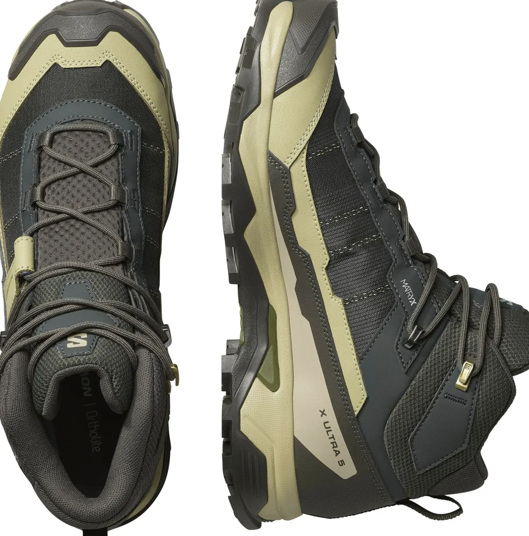 Salomon Men's X Ultra 5 Mid GORE-TEX Peat/gray Green/blue Nights