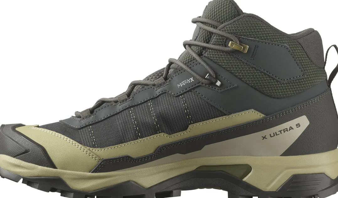 Salomon Men's X Ultra 5 Mid GORE-TEX Peat/gray Green/blue Nights