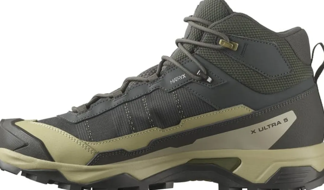Salomon Men's X Ultra 5 Mid GORE-TEX Peat/gray Green/blue Nights