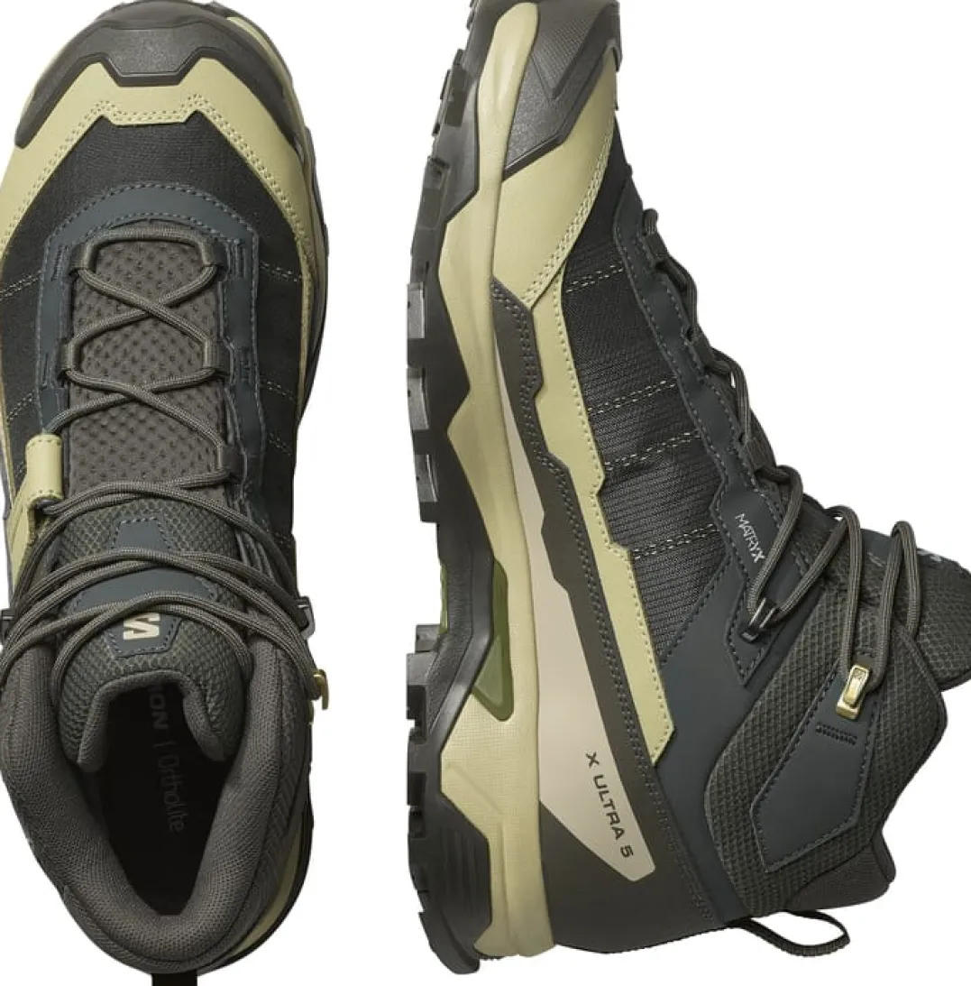 Salomon Men's X Ultra 5 Mid GORE-TEX Peat/gray Green/blue Nights