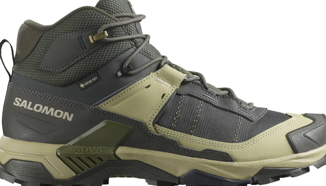 Salomon Men's X Ultra 5 Mid GORE-TEX Peat/gray Green/blue Nights
