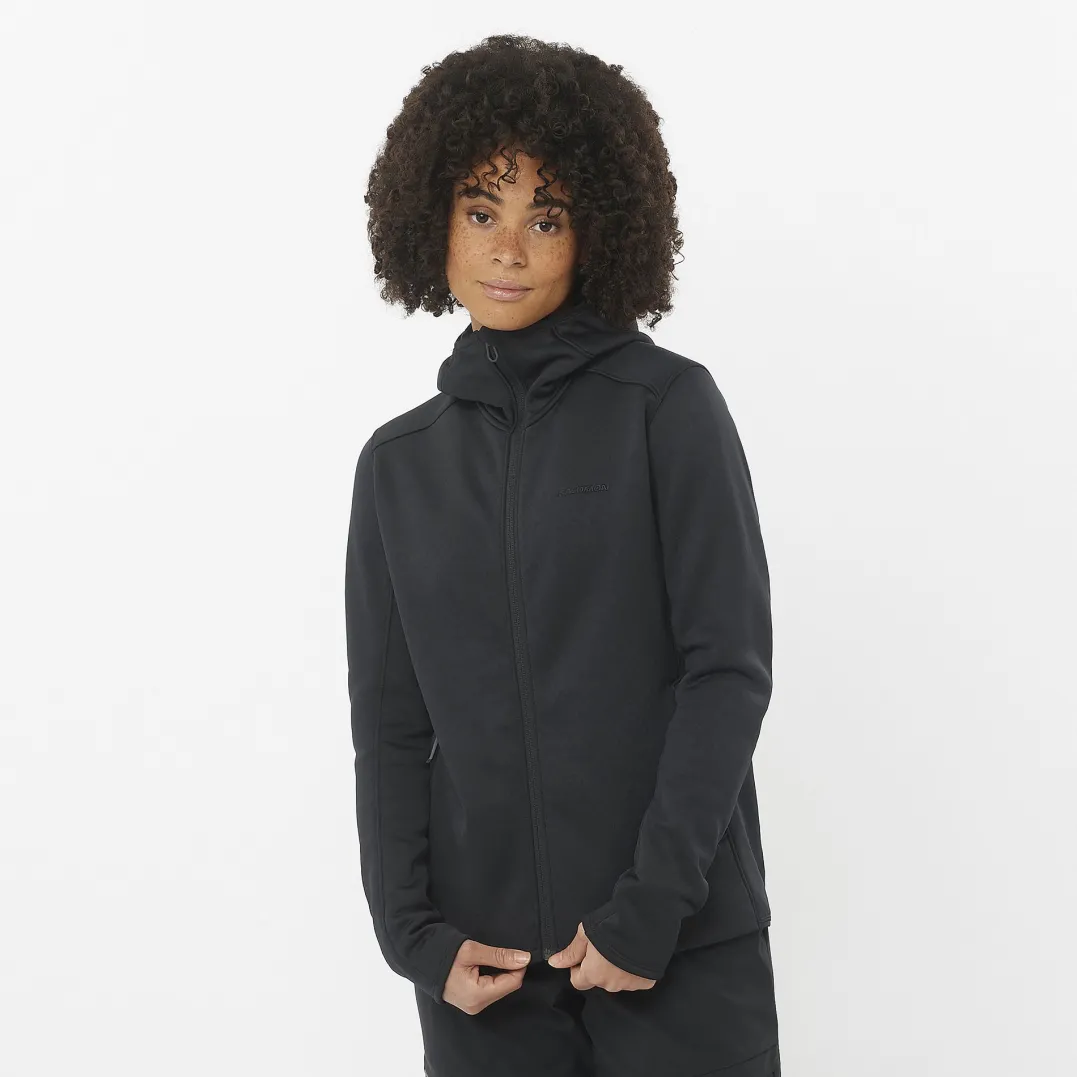 Salomon Women's Outline Warm Midfleece Hoody Deep Black