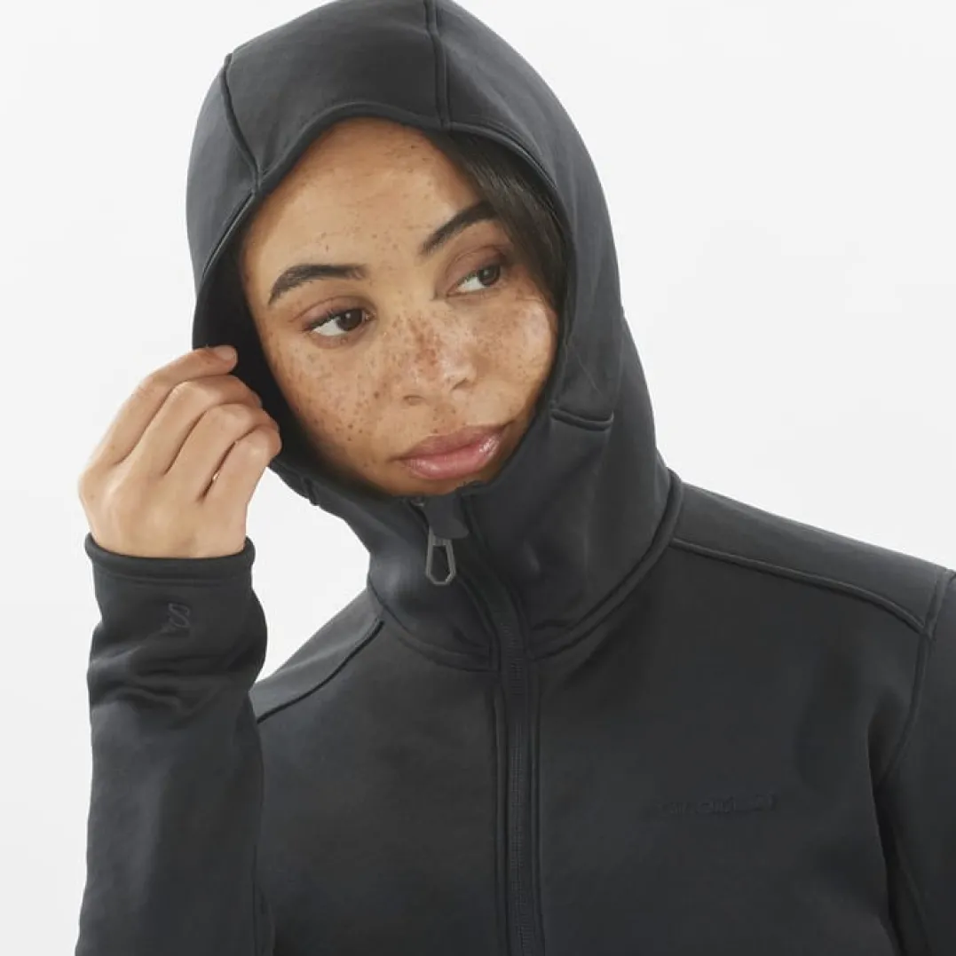 Salomon Women's Outline Warm Midfleece Hoody Deep Black