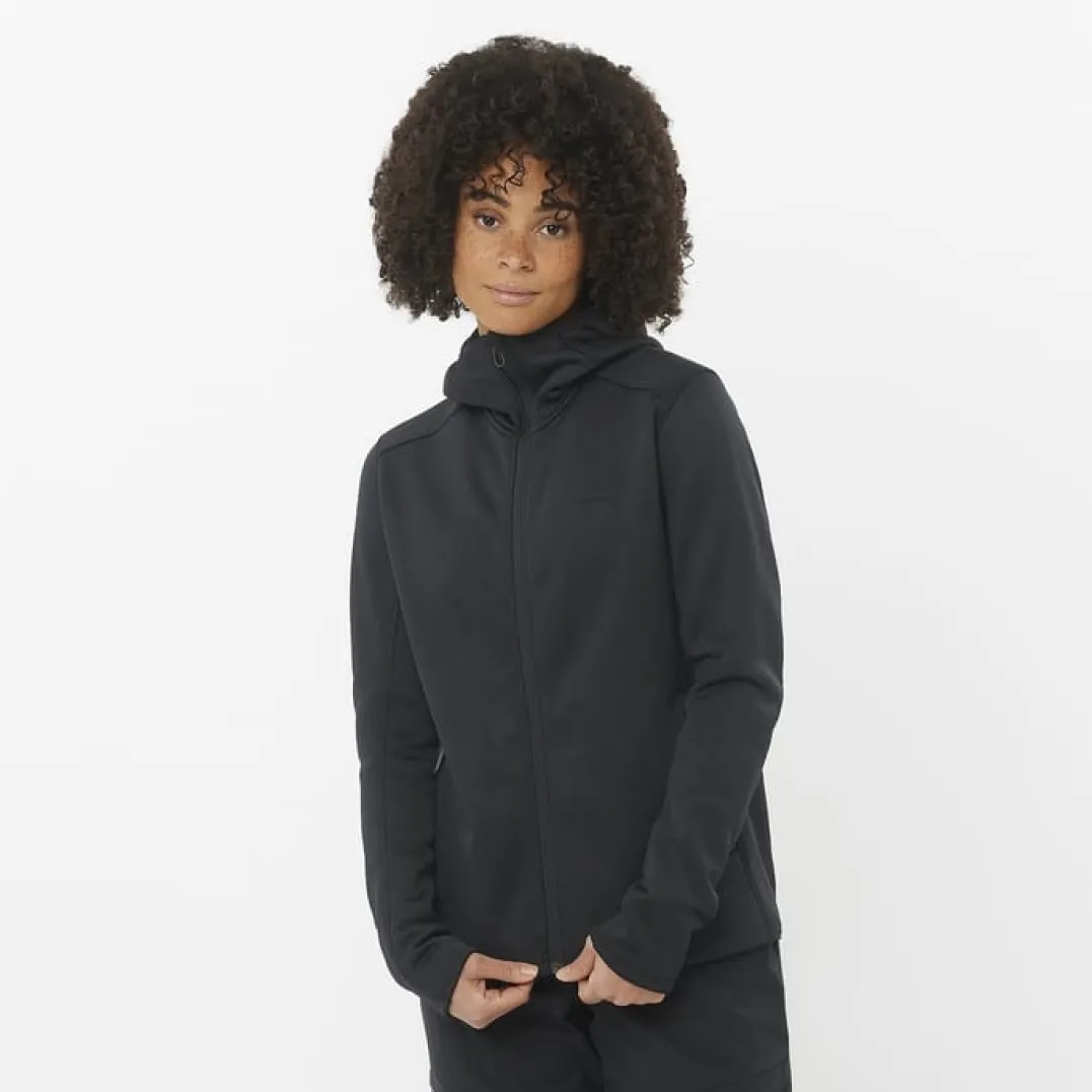 Salomon Women's Outline Warm Midfleece Hoody Deep Black