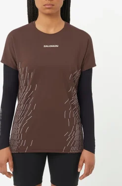 Salomon Women's Sense Aero Graphic Tee Coffee Bean / Cosmic Sky