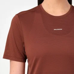 Salomon Women's Shkout Core Short Sleeve Tee Burnt Umber