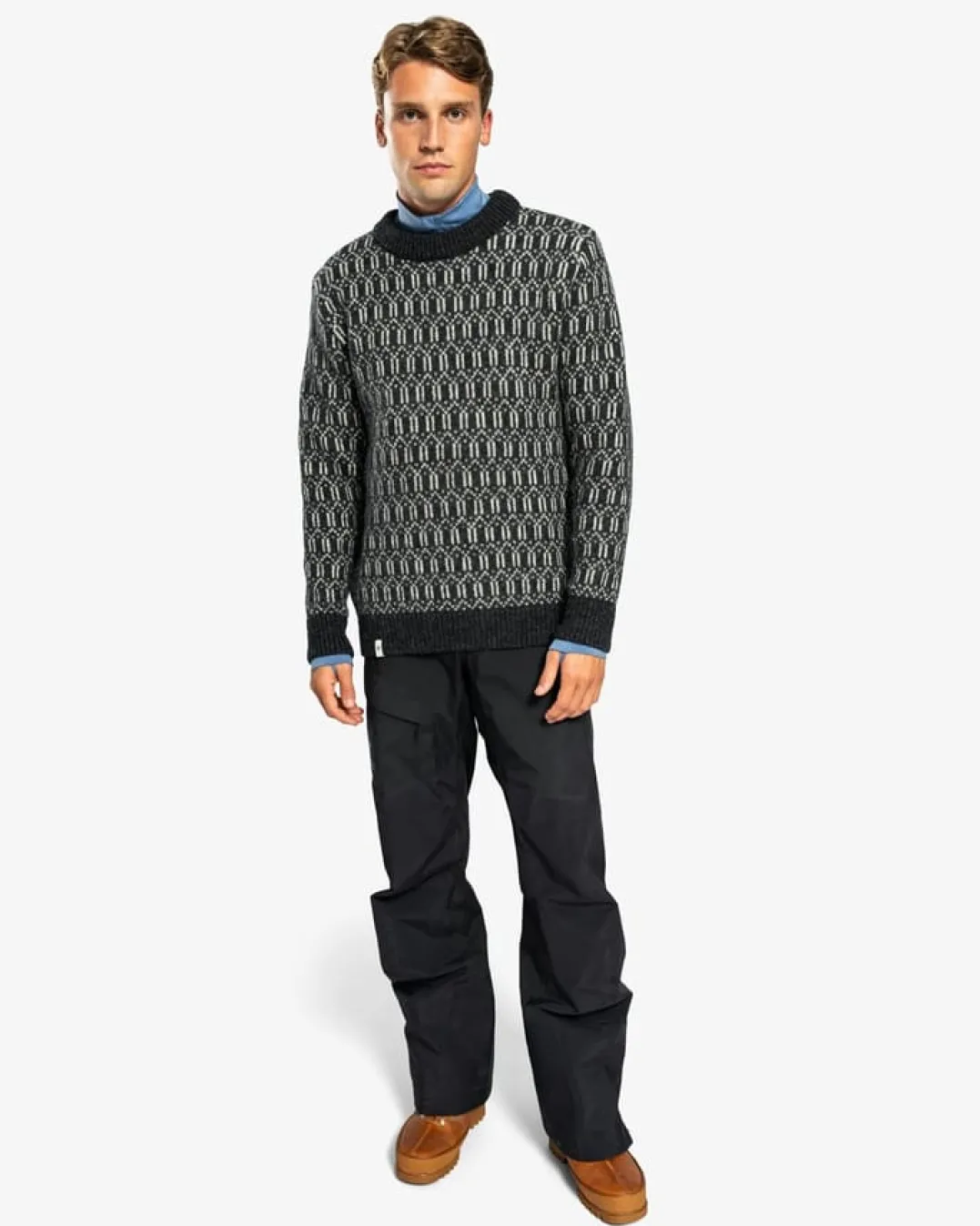 Ulvang Echo Crew Sweater Mens Charcoal Melange/Off White