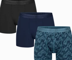 Urberg Bamboo Printed Boxers 3-Pack Men Mallard Blue Print + Black Beauty + Dark Navy