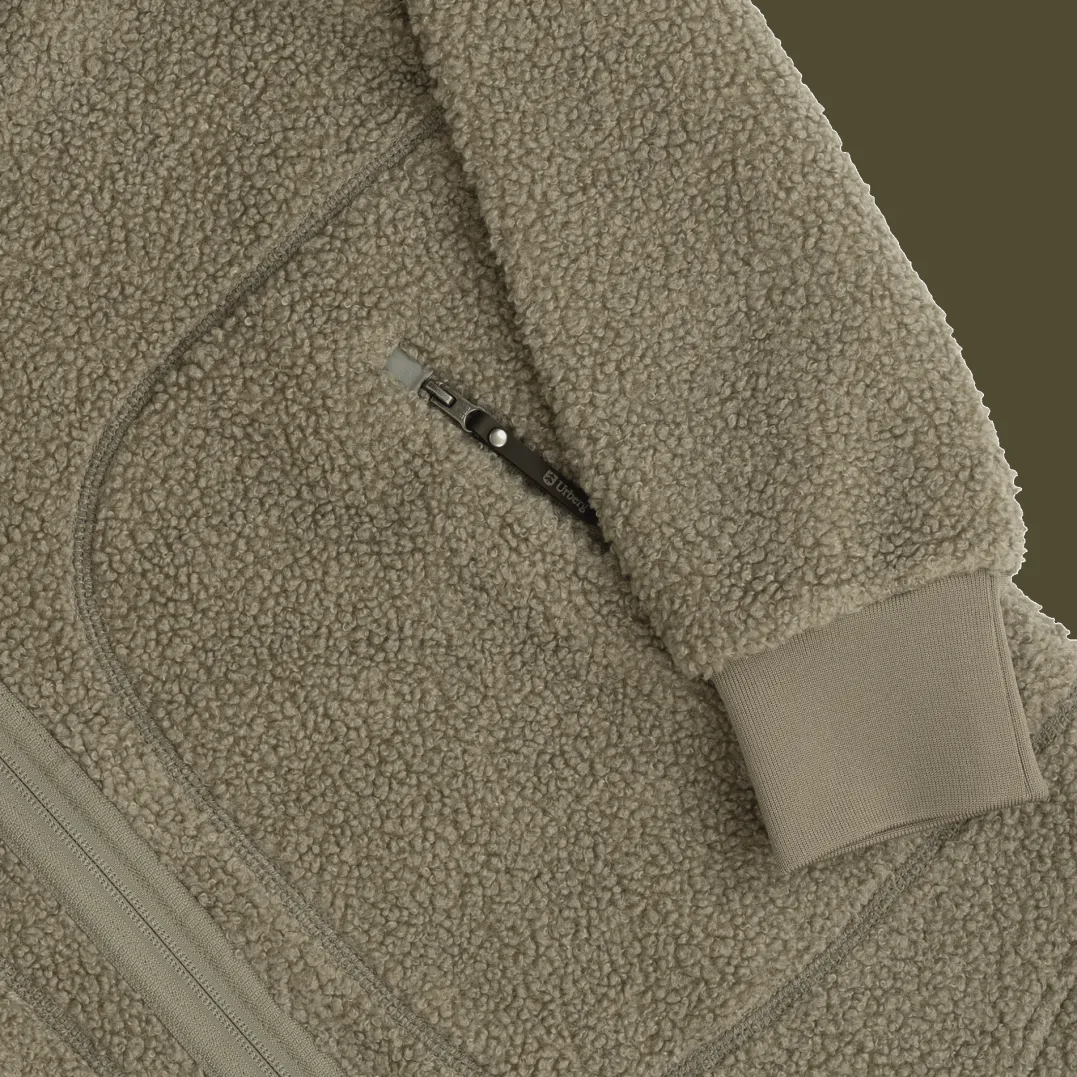 Urberg Bonded Pile Jacket Long Wmn Oil Green