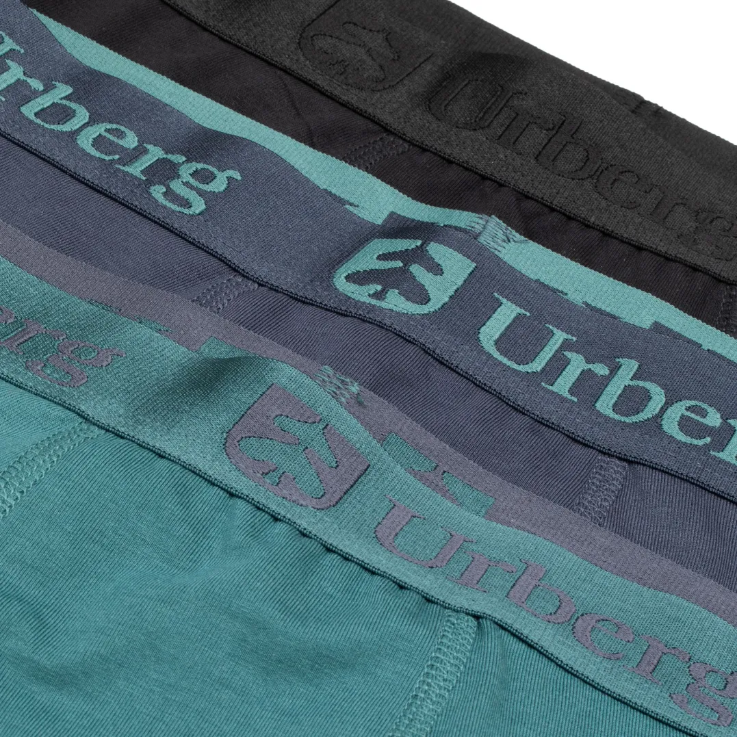 Urberg Juniors' Bamboo Boxers 3-Pack Black/Blue/Green