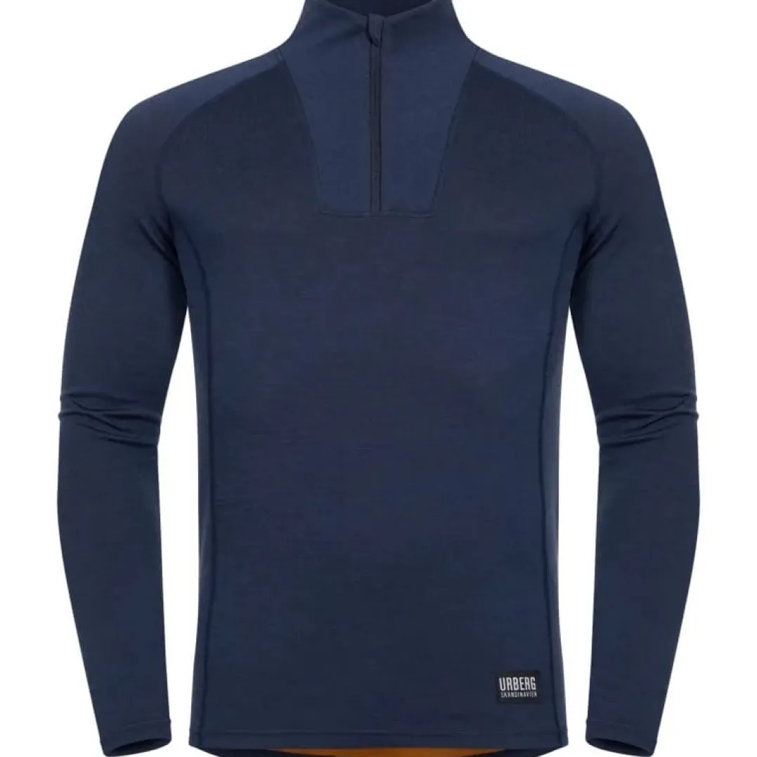 Urberg Men's Merino-Bamboo Base Layer Zip Top Dark Navy