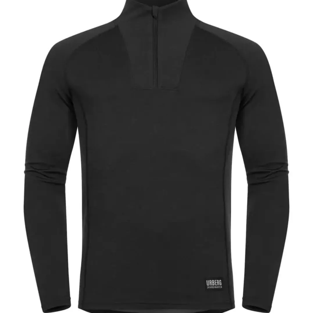 Urberg Men's Merino-Bamboo Base Layer Zip Top Black Beauty