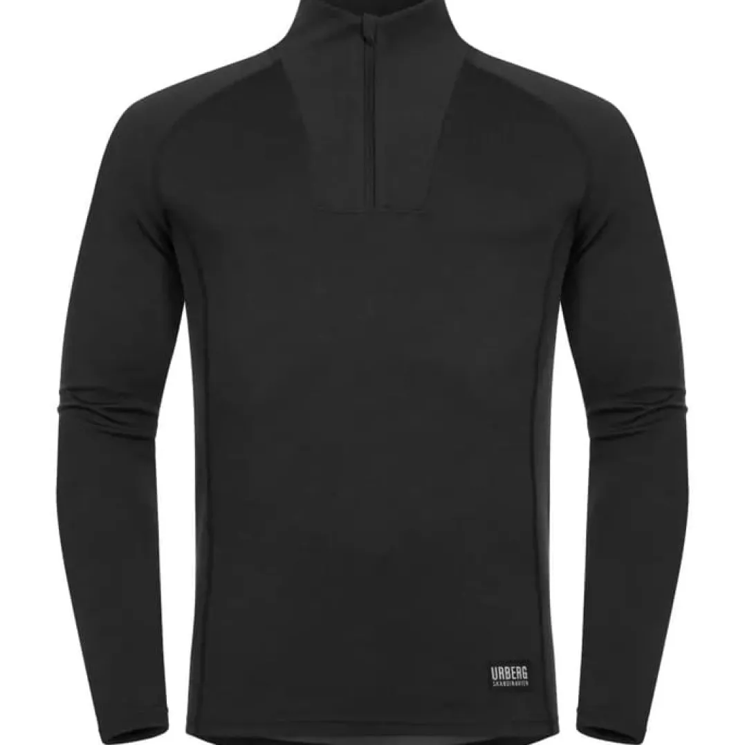 Urberg Men's Merino-Bamboo Base Layer Zip Top Black Beauty
