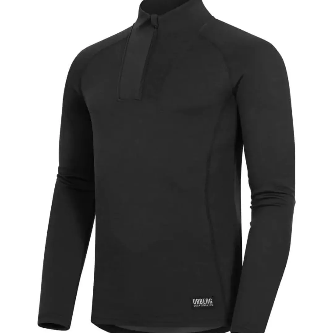 Urberg Men's Merino-Bamboo Base Layer Zip Top Black Beauty