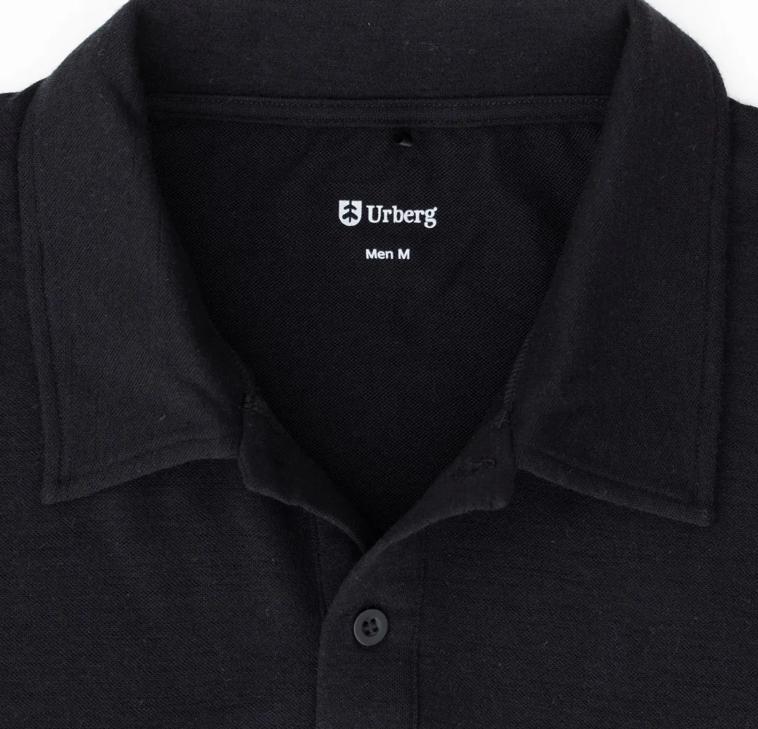 Urberg Merino Wool Polo Tee Men Black Beauty