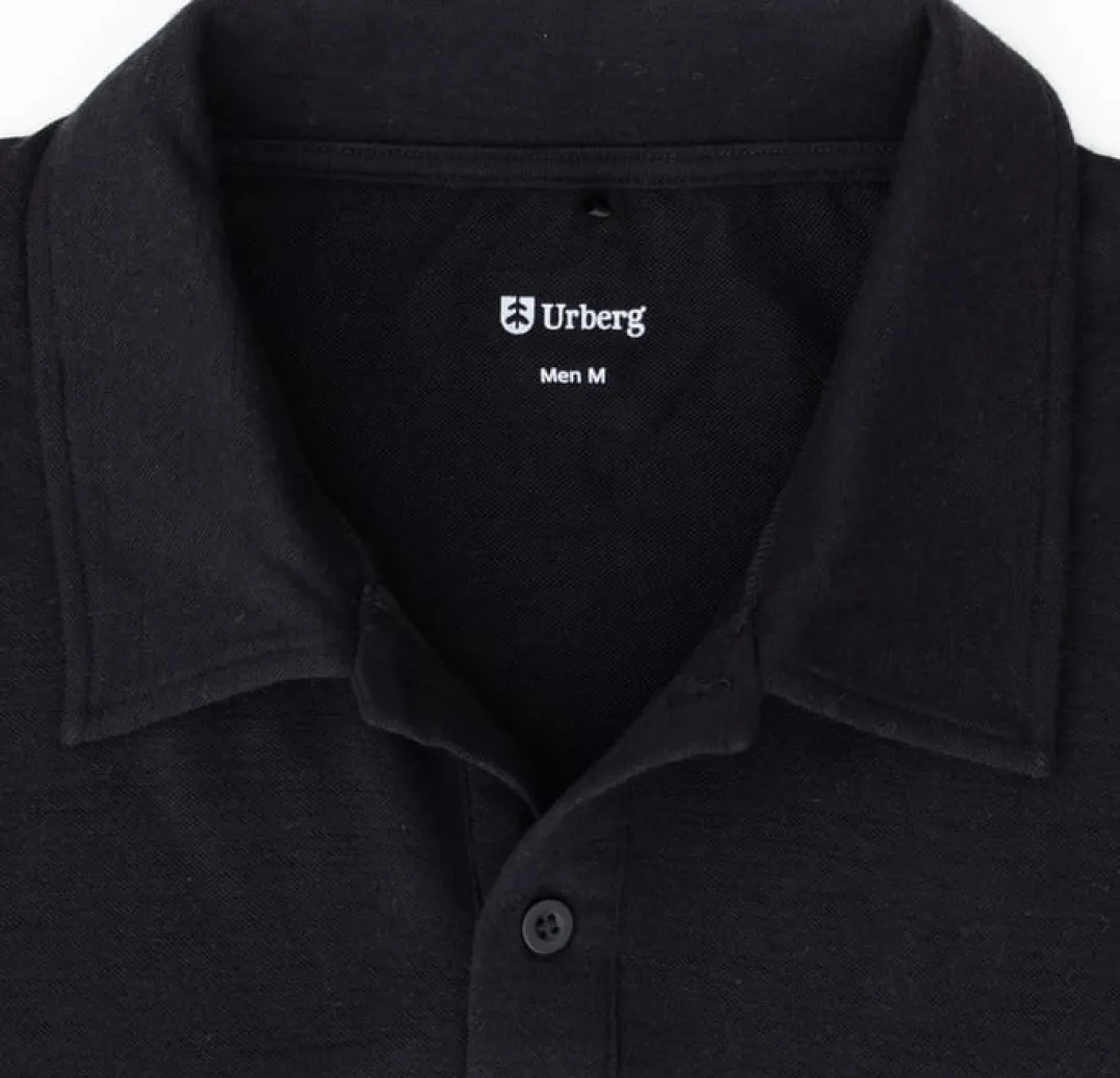 Urberg Merino Wool Polo Tee Men Black Beauty