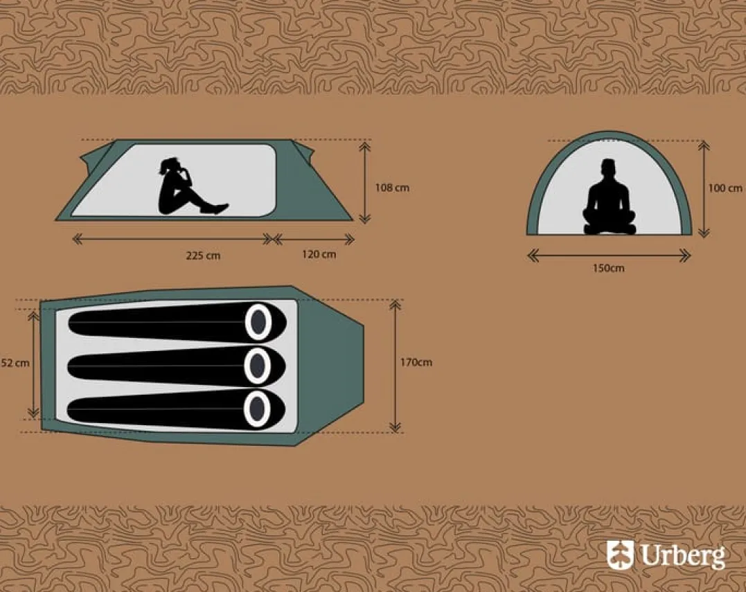 Urberg 3 P Tunnel Tent Kombu Green