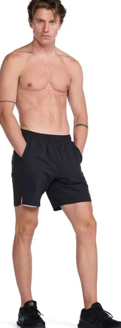 2XU Men's Aero 7 Inch Shorts Black/Silver Reflective