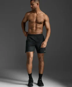 2XU Men's Aero 7 Inch Shorts Black/Silver Reflective
