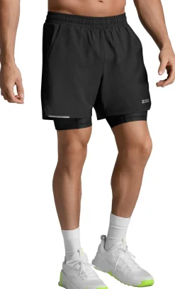 2XU Men's Aero Mesh 2-In-1 5 Inch Shorts Black/silver Reflective