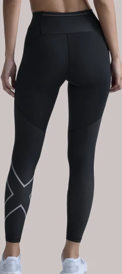 2XU Women's Aero Mesh Hi-Rise Compression Tights Black/silver Reflective