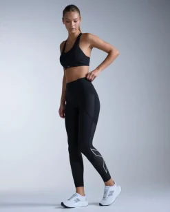 2XU Women's Aero Mesh Hi-Rise Compression Tights Black/silver Reflective