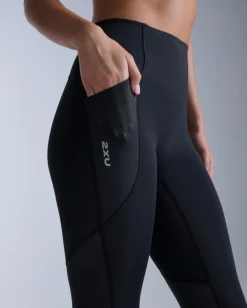 2XU Women's Aero Mesh Hi-Rise Compression Tights Black/silver Reflective