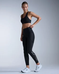 2XU Women's Aero Mesh Hi-Rise Compression Tights Black/silver Reflective