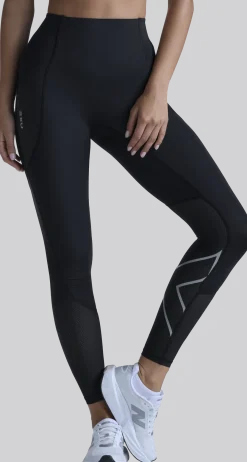 2XU Women's Aero Mesh Hi-Rise Compression Tights Black/silver Reflective