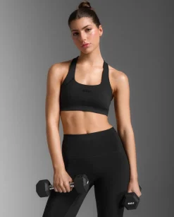 2XU Women'S Form Racerback Medium Impact Bra Black/black